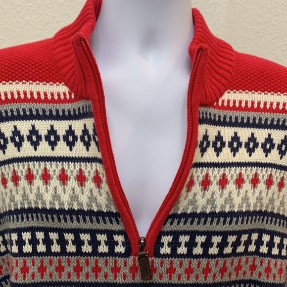 Izod XXL Zipper Front Red Blue White Gray Long Sleeve Winter Christmas Sweater - Picture 4 of 8